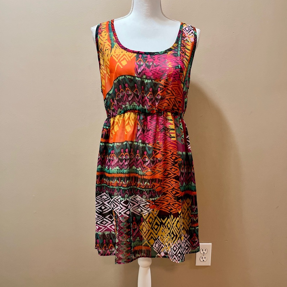 Kirra Colorful Sheer Minidress/Coverup Size XL
